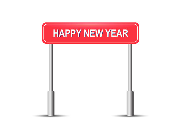 路标上写着新年快乐图片下载