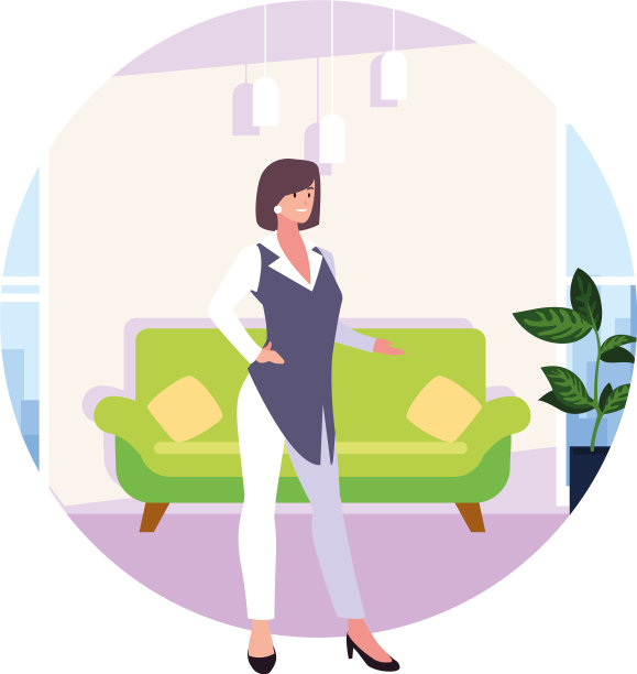 女商人在客厅的白色图片下载