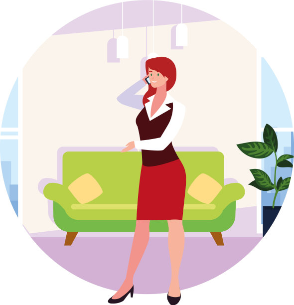 女商人在客厅的白色图片下载