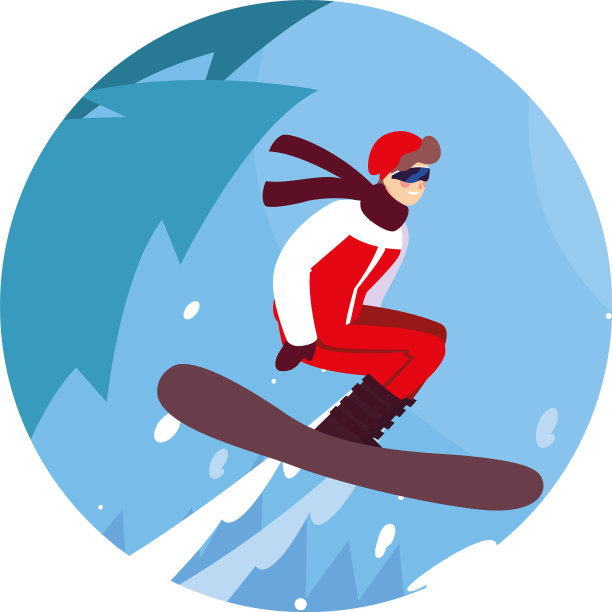 男子在风景冬季练习滑雪板图片下载