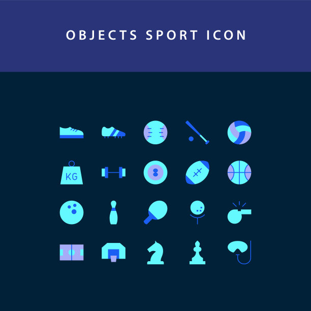 物体运动平面风格设计图标集图片下载