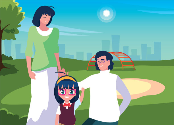 父母带着她的学生女儿回学校图片下载