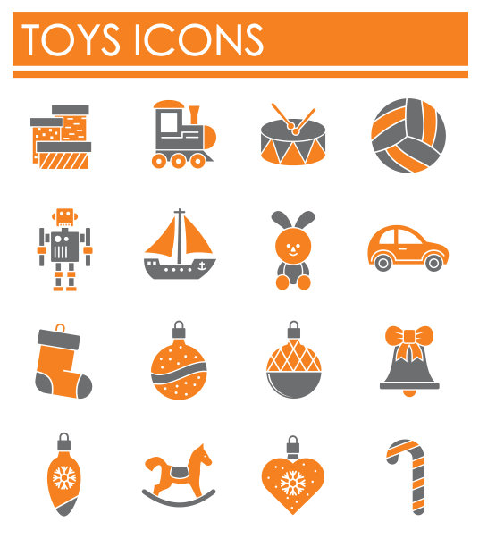 圣诞玩具图标设置的背景图形图片下载
