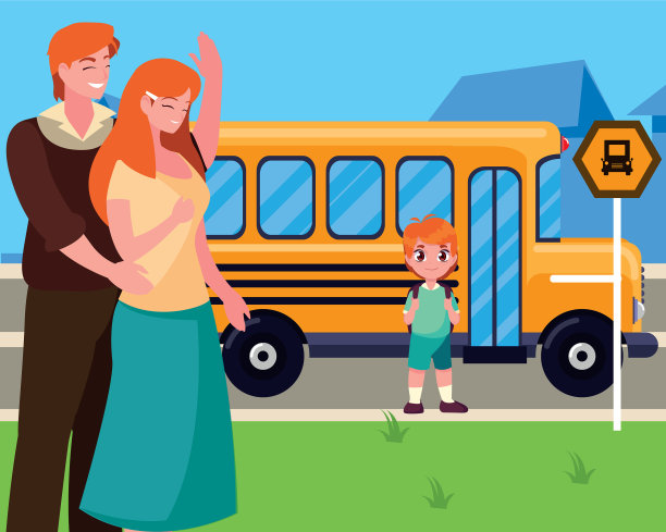 父母带着她的学生儿子回学校图片下载