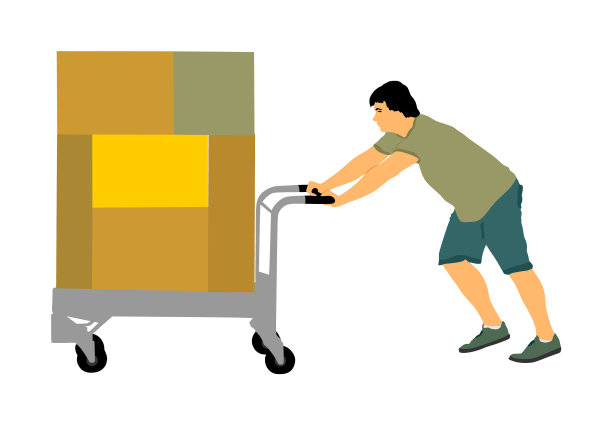 送货员搬运货物装箱运输图片下载