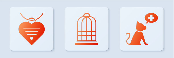 设鸟笼，颈圈上有胸牌和心形图案图片下载