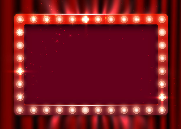 复古灯光标志复古风格横幅上的窗帘图片下载