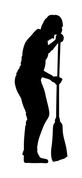 女佣清洁与洗涤拖把剪影图片下载