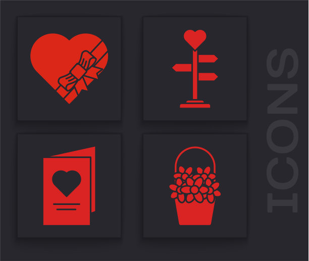 把花放在篮子里，糖果放在心形的盒子里图片下载