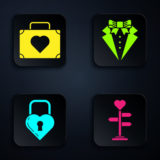 为旅行设置心形行李箱的路标图片下载