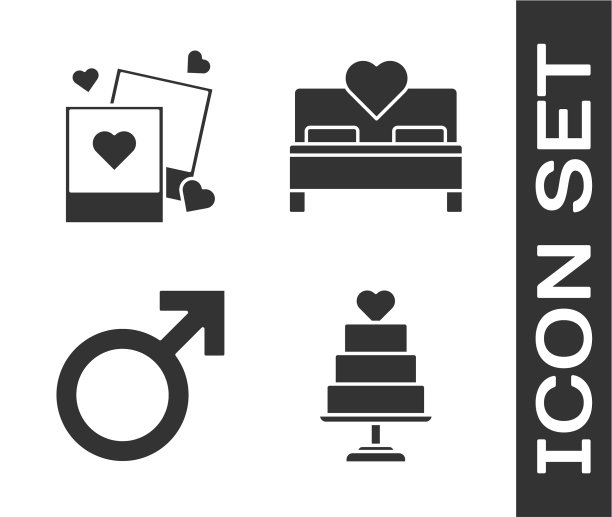 设婚礼蛋糕与心形两张空白照片图片下载