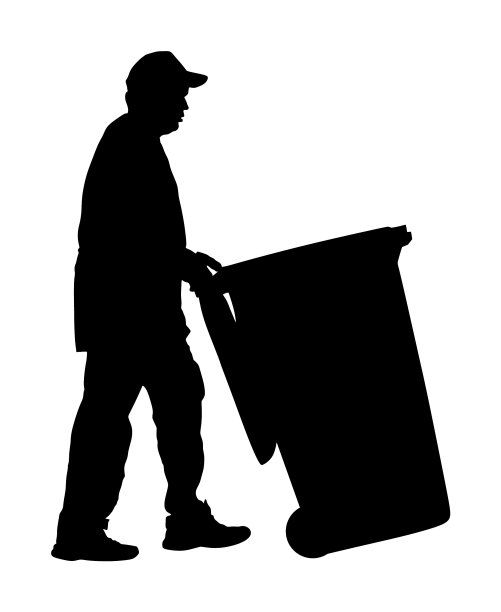 工人用回收站收集树叶剪影图片下载