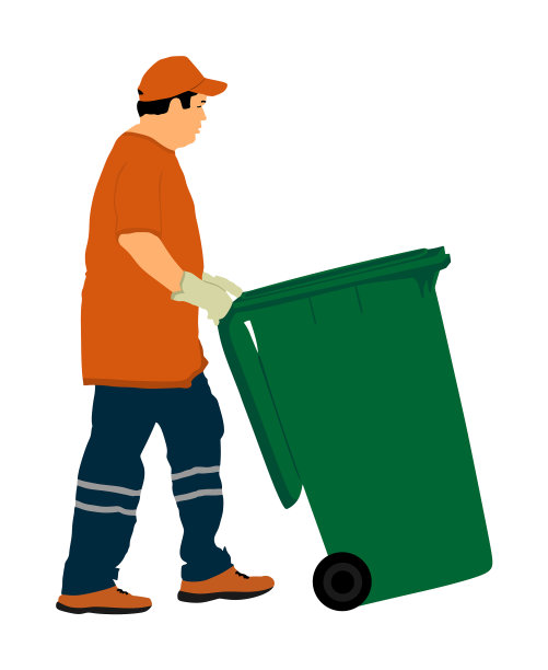 工人用回收箱收集树叶和垃圾图片下载