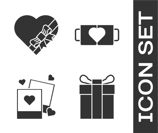 在心形盒子和蝴蝶结的礼盒糖果图片下载