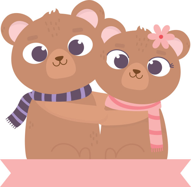 情人节快乐，可爱的情侣熊拥抱图片下载