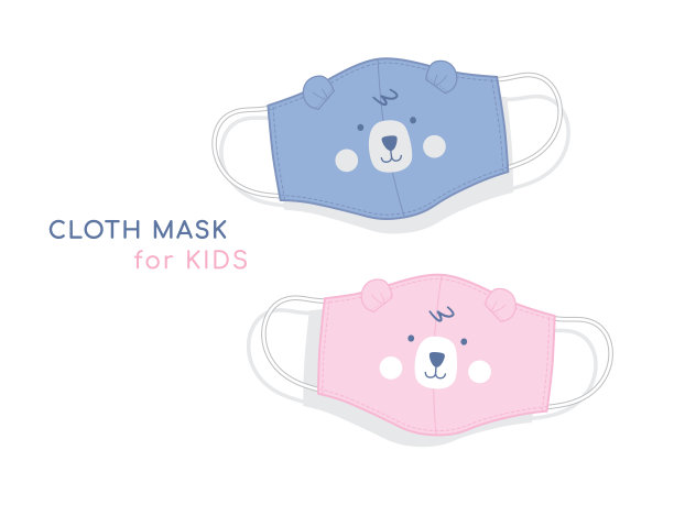 布口罩的孩子与小熊图片下载