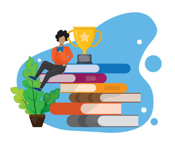 男人坐在书堆上阅读书籍图片下载