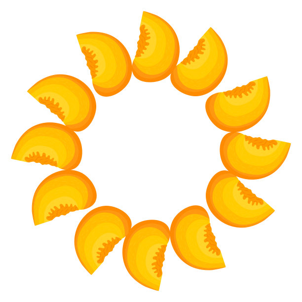 花环从明亮的桃子水果与空间的文本。卡通有机甜食。夏日水果，健康生活方式。矢量插图为任何设计。图片下载