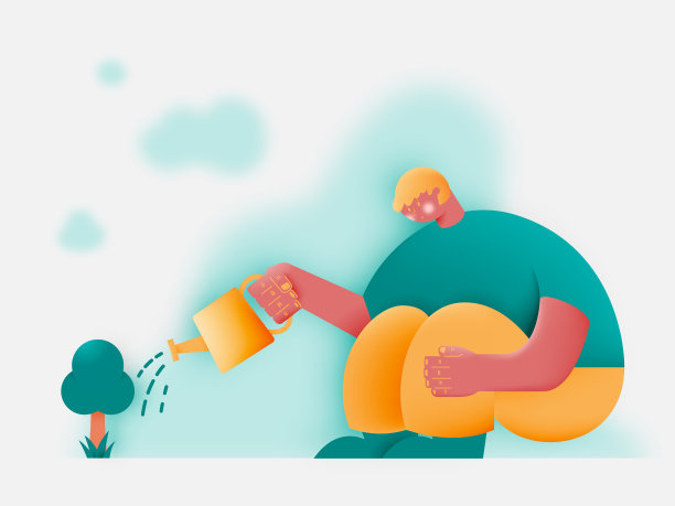 男子种植花园花卉图片下载