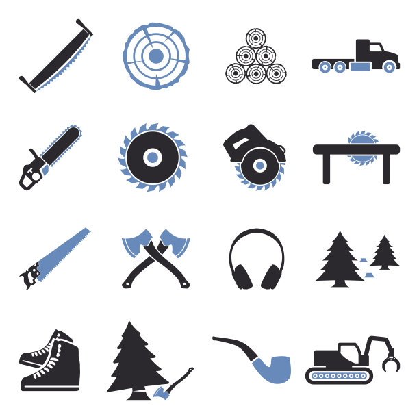 伐木工人图标。双色调平面设计。矢量插图。图片下载