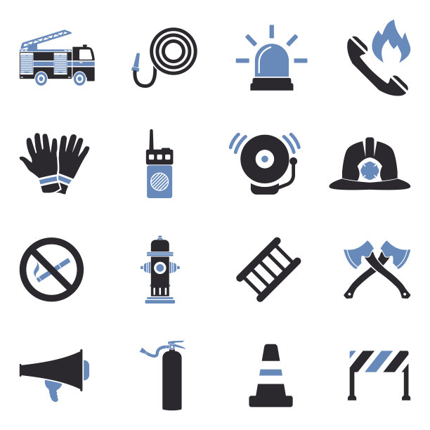 消防员图标。双色调平面设计。矢量插图。图片下载