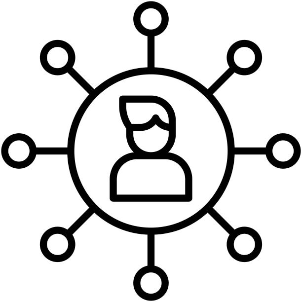 带有社交网络矢量图标的男人头像图片下载
