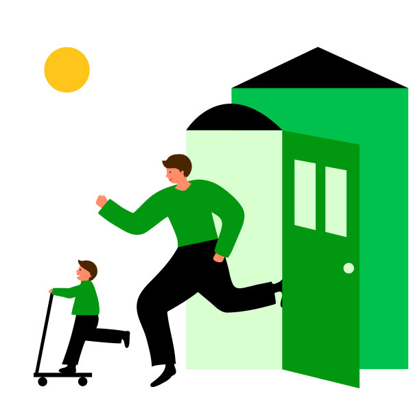 父亲和儿子一起出去。图片下载