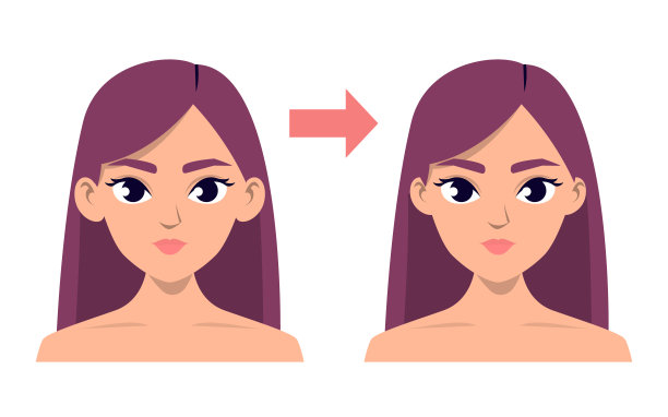 耳成形术概念载体分离。之前和之后素材图片