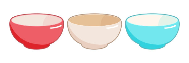 设置不同颜色的空碗孤立图片下载