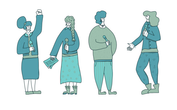 可爱的女性演讲者群体演说家的性格图片下载