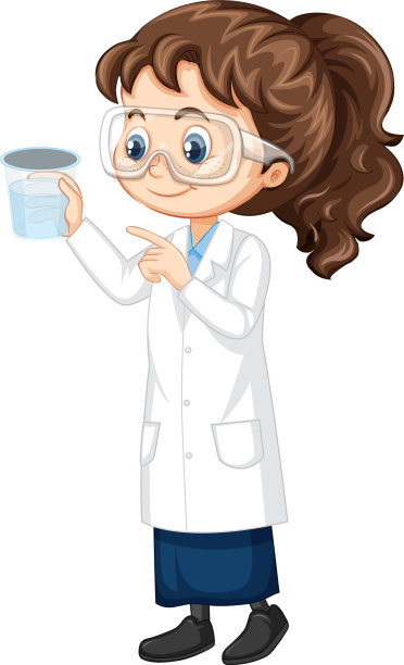 白色背景下穿着实验室长袍的女孩图片下载