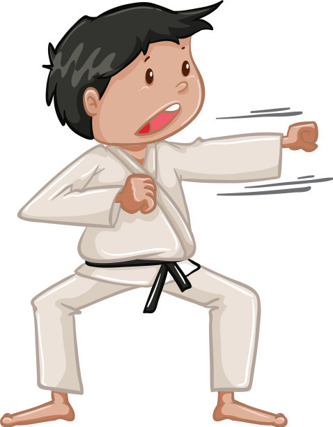 运动员做空手道在白色的背景图片下载