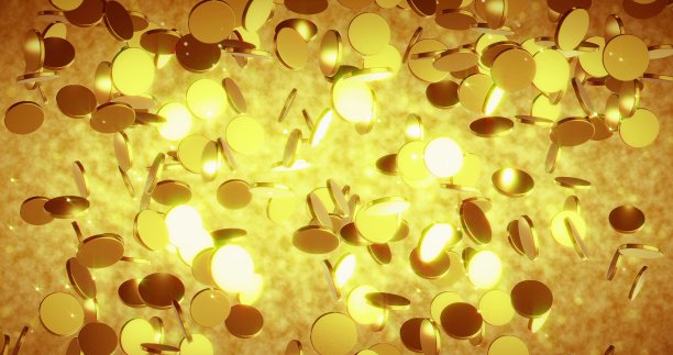 金色的硬币。商业和金融概念背景。三维渲染图片下载