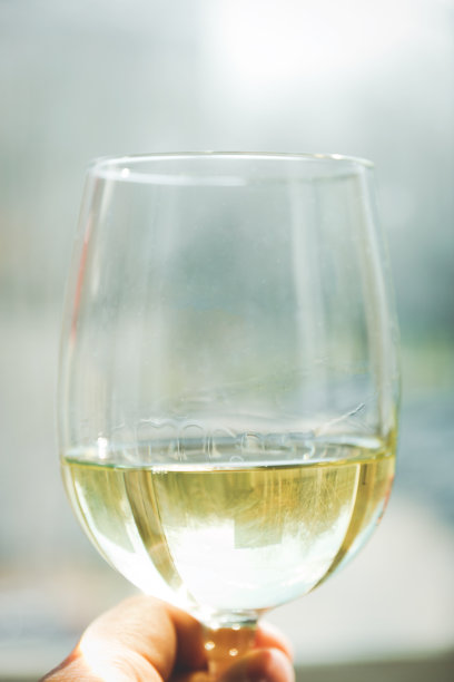一杯白葡萄酒握在女性手中，选择性聚焦图片下载