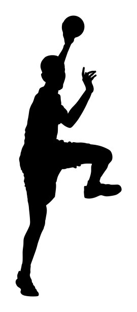 手球运动员在动作进攻中封闭剪影图片下载