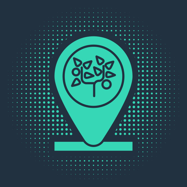 绿色位置和树的图标隔离在蓝色图片下载