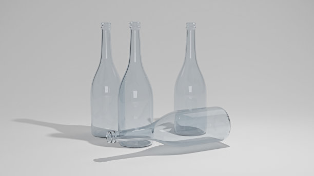 4个玻璃瓶在孤立的背景上的3D渲染。图片下载
