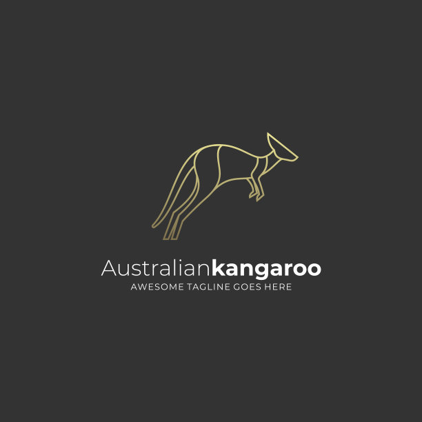 标志澳大利亚袋鼠线艺术图片下载