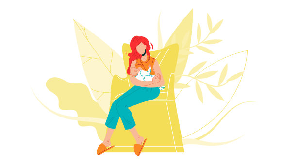 妇女母乳喂养新生儿矢量字符插图图片下载