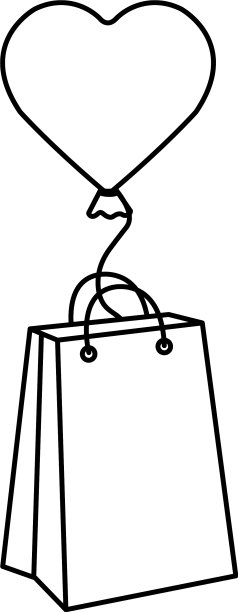 心形气球氦气和购物袋图片下载