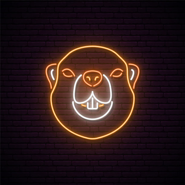 土拨鼠日霓虹招牌亮光土拨鼠图片下载