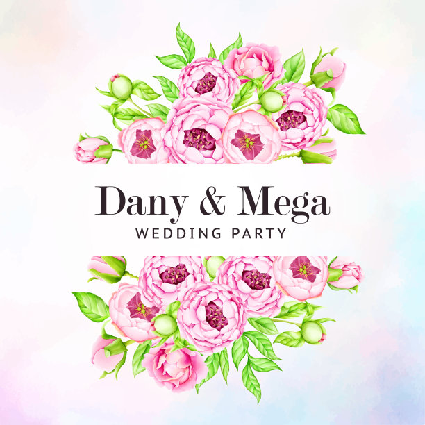 漂亮的隔断框花婚礼请帖图片下载