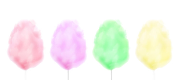 逼真的彩色棉花糖棉花丝设置在不同的柔和的颜色图片下载