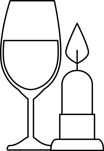 杯玻璃香槟与蜡烛光隔离图片下载