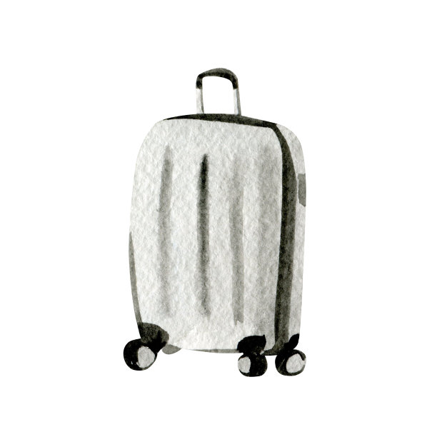 水彩手绘旅行行李。图片下载