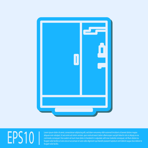 蓝色线淋浴房图标孤立在灰色图片下载