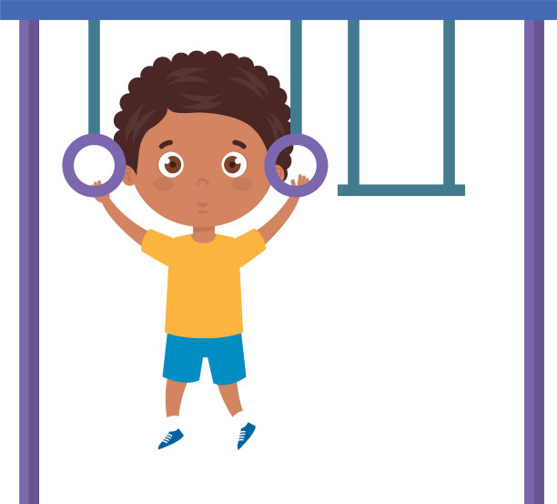 可爱的男孩在公园游戏的白色背景图片下载