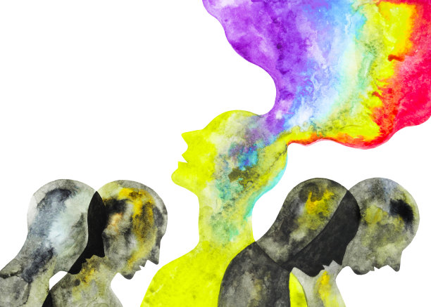 相反的情绪。害群之马的概念。水彩平面设计图片下载