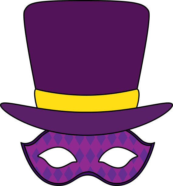 隔离的狂欢节面具和帽子设计图片下载