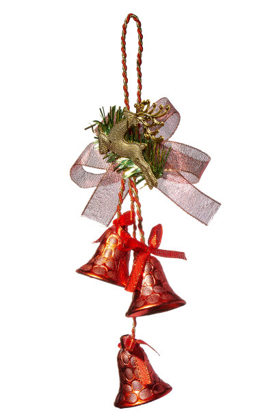 白色背景上的三个红色圣诞钟声图片下载